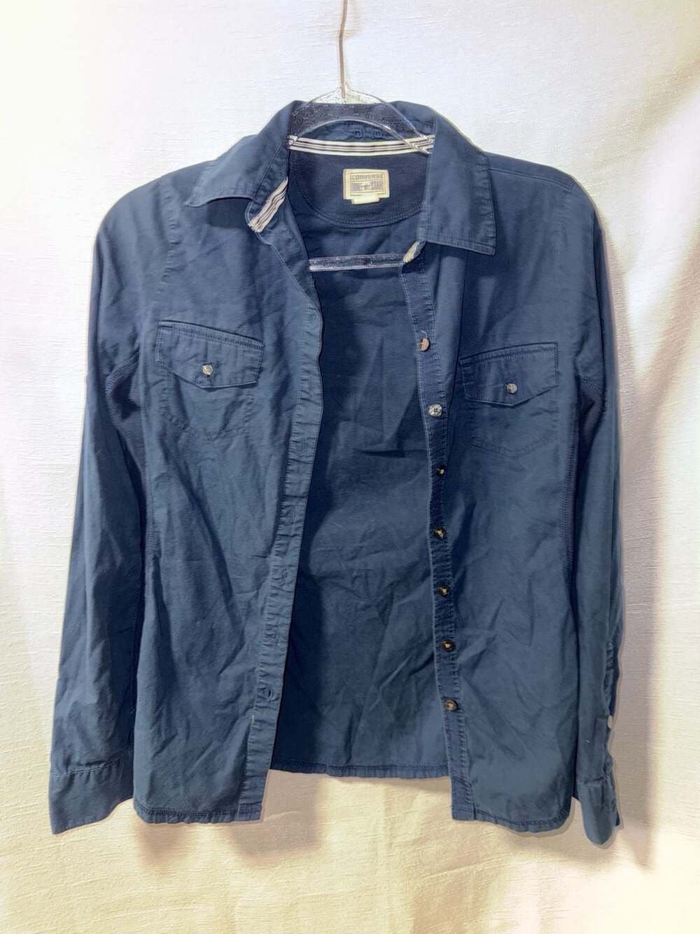Converse One Star Women's Button Down Shirt Blue